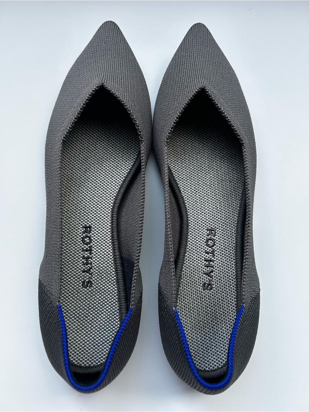 Rothy's Pointed Knit Flats in Charcoal Gray Size 9.5 EUC
